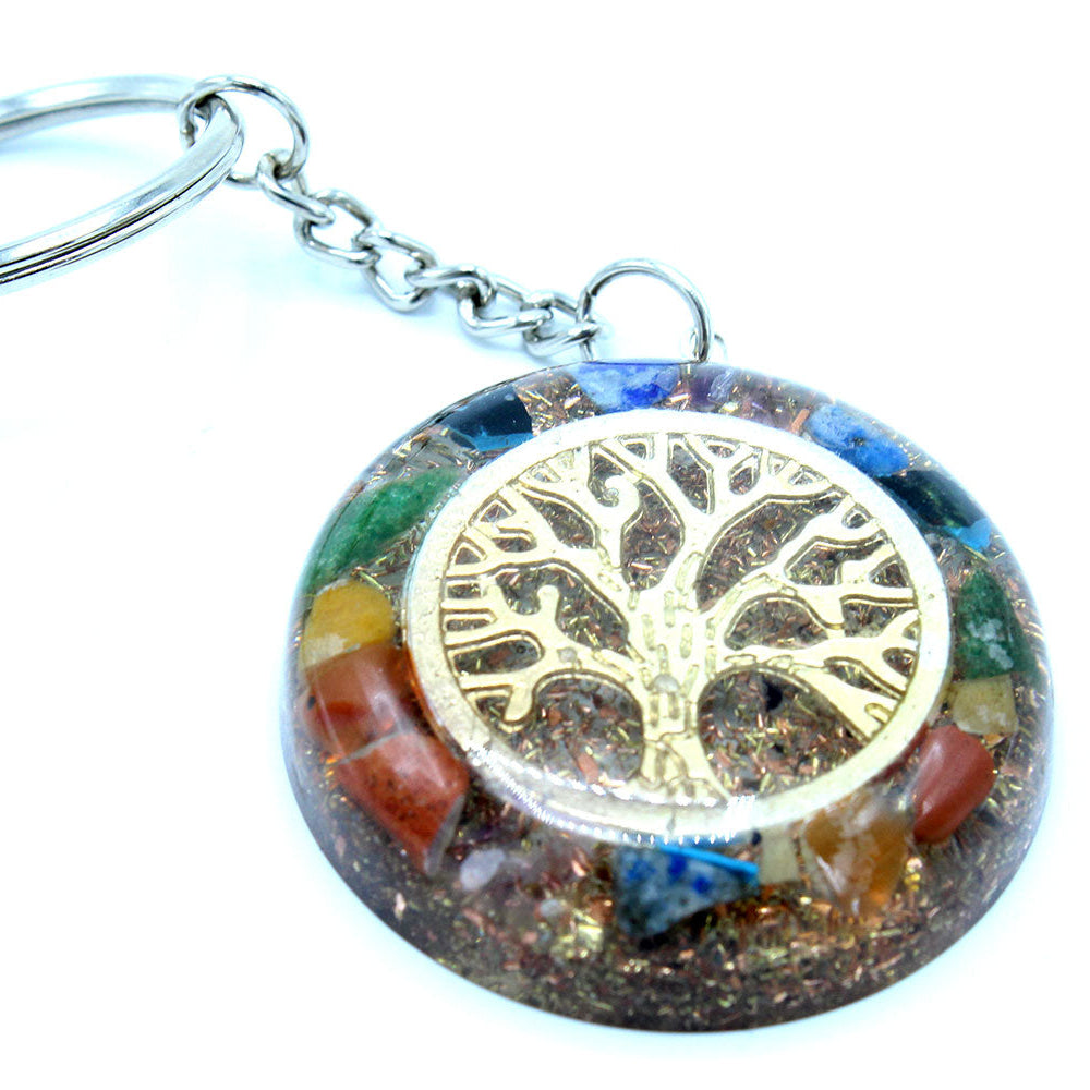 Orgonite Power Keyring - Gemstones Chakra Tree of Life