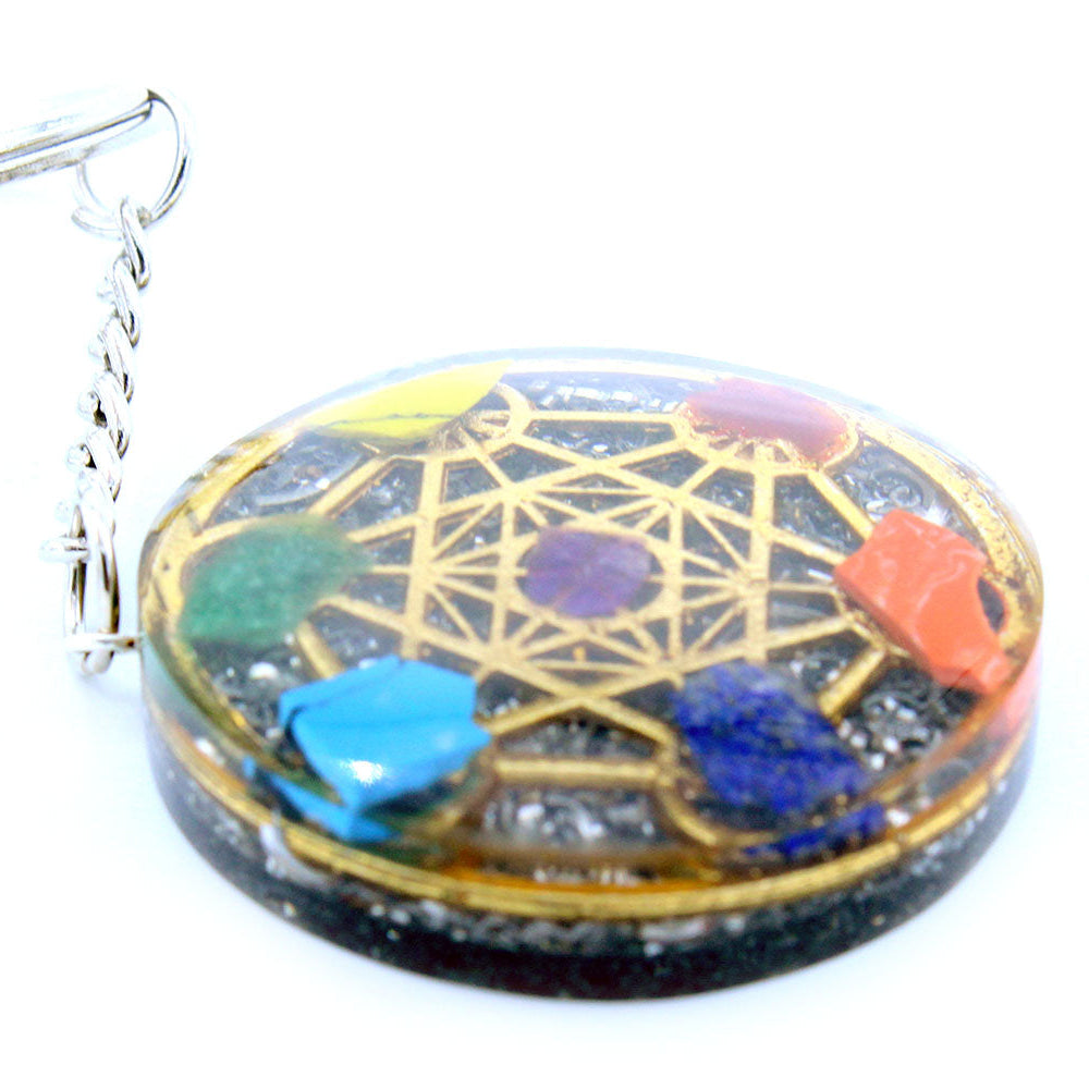 Orgonite Power Keyring - Round Seven Chakra